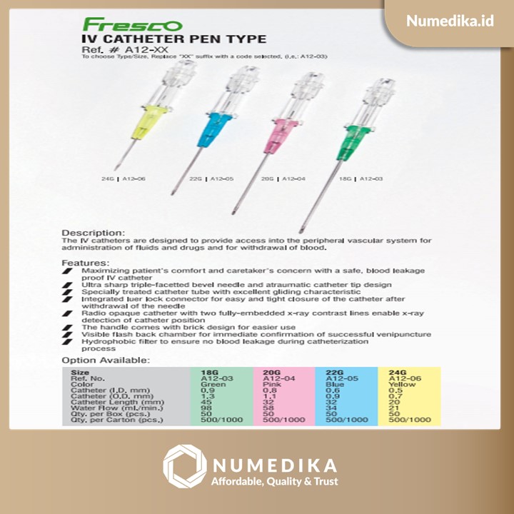 IV Catheter Pen Fresco Type 20 G